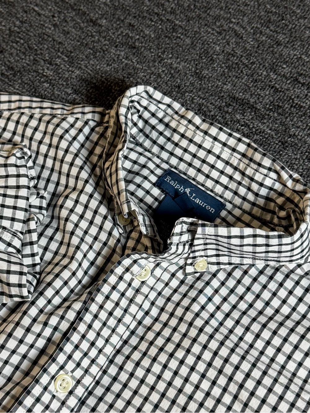 Ralph Lauren Mens Classic Fit Woven Cotton Black White Check Button-Down XL